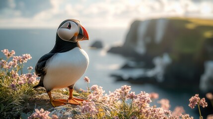 Puffin on a Cliffside