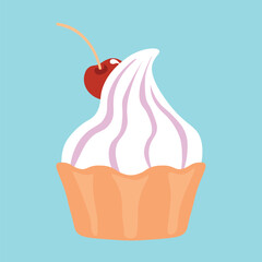 a cupcake with a cherry on top of it