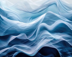 Tranquil blue and white wave pattern cascading gracefully