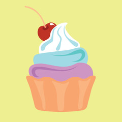 a cupcake with a cherry on top of it