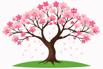 Obraz premium Pink Cherry Blossom Tree with Falling Petals