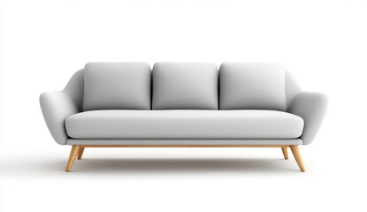 Elegant and luxurious sofa isolated on white background, simple design