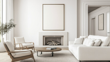 Frame & poster mockup, Living room interior with frame mock up.