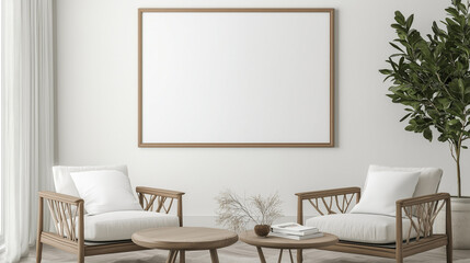 Frame & poster mockup, Living room interior with frame mock up.
