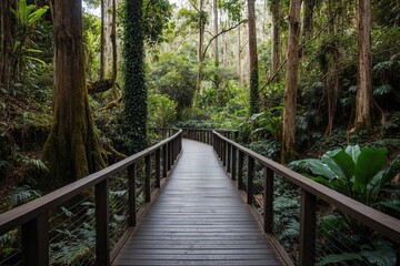 Explore the Scenic Boardwalk in a Serene Rainforest Oasis