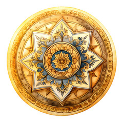Obraz premium Intricate Metallic Mandala with Rich Gold Tones and Dazzling Symmetrical Patterns