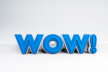 wow 3d text isolated white