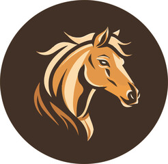 Horse Head Logo Flat Design Illustration Vector.