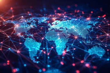 Global Digital Business Network Connection Illustration created with Generative AI