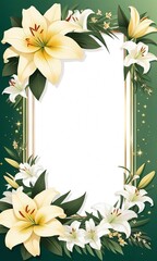 Title: Flower frame design with empty center for your card text. Decoration for invitations of greeting.