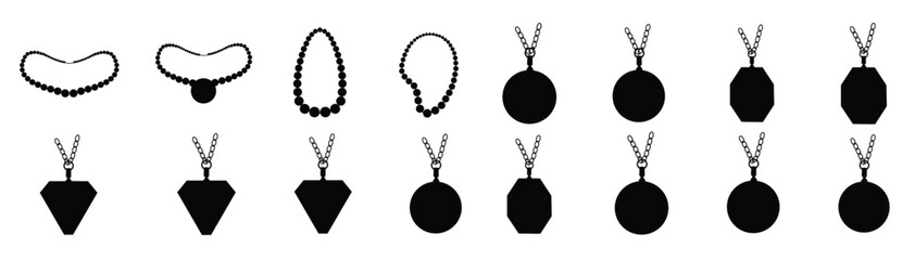 Necklace jewelry chain vector set