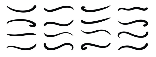 Swoosh swash underline stroke set Hand drawn swirl swoosh underline calligraphic element