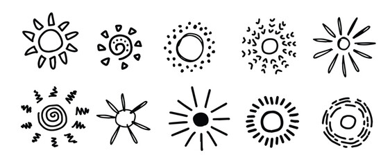 Doodle hand drawn sun drawing illustrations