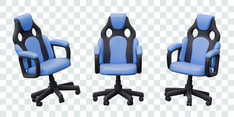 Realistic gaming chair in different positions. Vector ergonomic chair