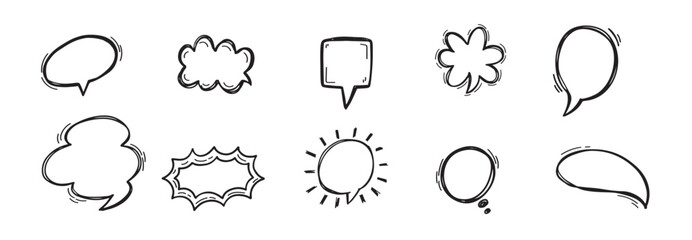 Hand drawn speech bubble doodle drawing illustration