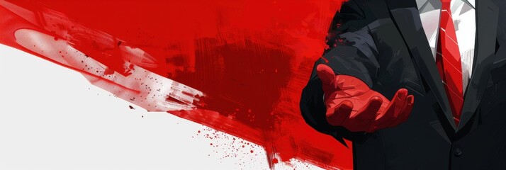 International Anti-Corruption Day. A man with outstretched hand demands money. Horizontal banner. Free space for text. Flat illustration. Problem of bribery and corruption concept