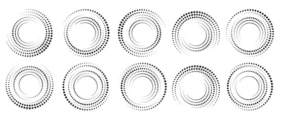 Set of design element for comic books frame logo posters Radial speed lines Halftone dots.