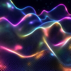 Futuristic Holographic Digital Background with Neon Gradient and Cyber Tech Elements