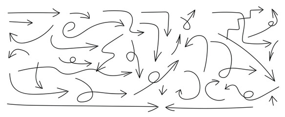 Vector set of hand drawn arrows isolated freehand drawn design elements direction signs
