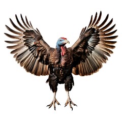 Obraz premium wild-turkey-bird-wings-isolated-on-white-background