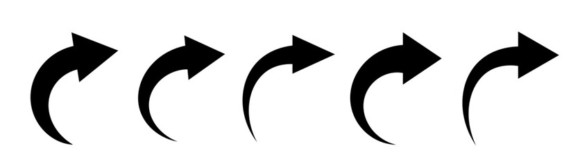Curved arrows. Arrow sign. Curved arrows set. Arrow symbol collection. Vector illustration.