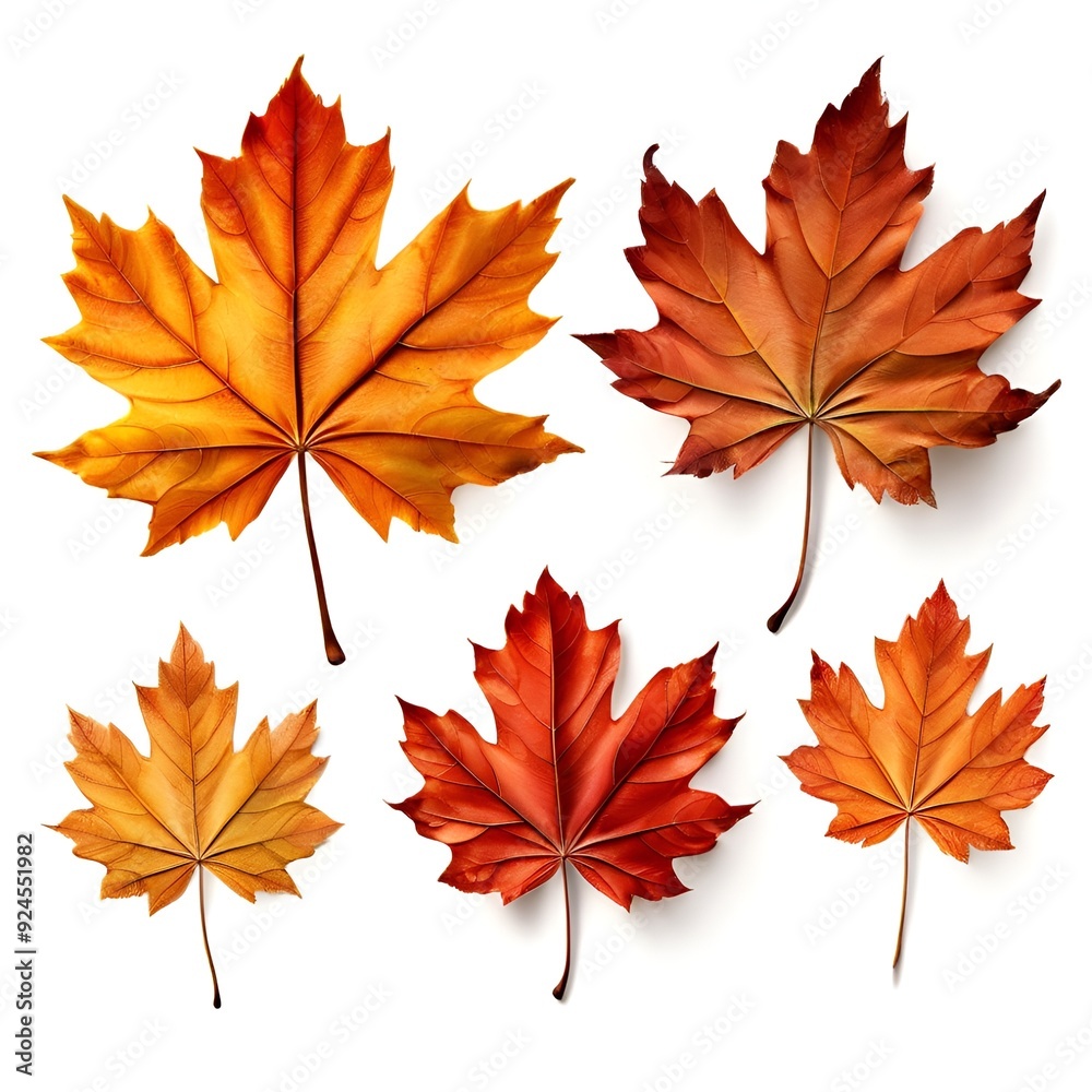 Poster maple leaves isolated on white