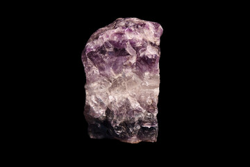 Beautiful druze made of natural purple mineral amethyst on a black background. The crystal is...