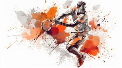 Naklejka premium A man is playing tennis with a racket