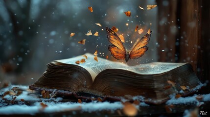 A single open book with pages fluttering representing "Plot"