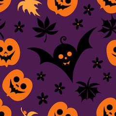 Fototapeta premium whimsical, repeating, seamless pattern, a repeating design. Halloween inspired floral design