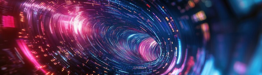 Abstract Swirling Tunnel of Light with Neon Colors