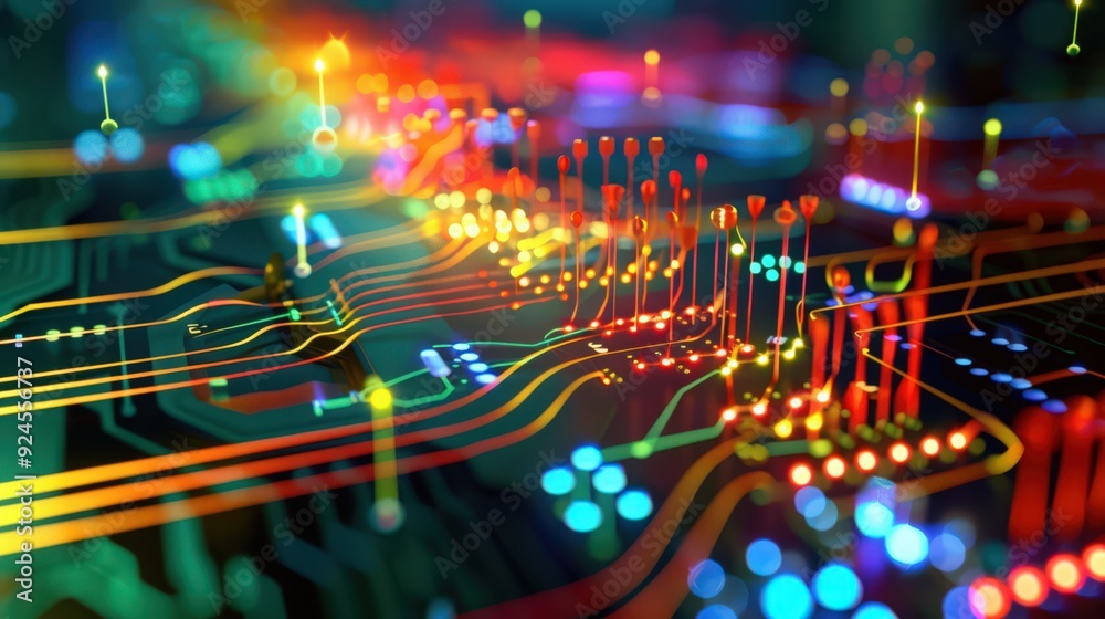Poster artistic representation of a high-pass filter circuit, illustrating how it blocks low-frequency sign