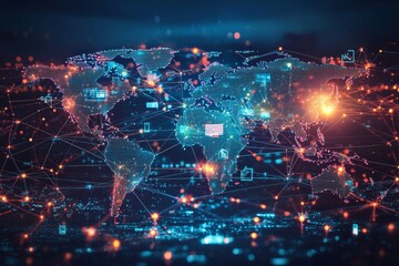 Obraz premium Global Digital Business Network Connection Illustration created with Generative AI