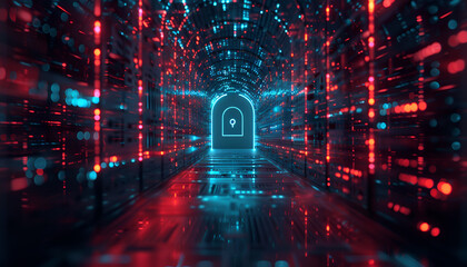 Fototapeta premium Exploring cybersecurity ,IT taken from behind