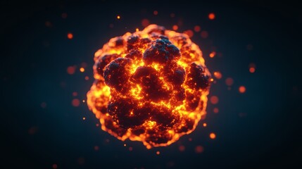 Obraz premium Atomic energy release during nuclear fission, a burst of power with glowing particles and radiation waves
