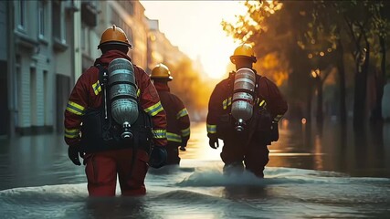 Emergency services responding to a natural disaster