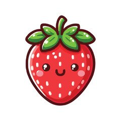 Cute cartoon Strawberry with happy face vector