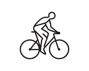 Obraz premium silhouette of a person riding a bicycle icon vector logo template
