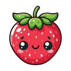 Obraz premium Cute cartoon Strawberry with happy face vector