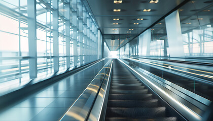 white modern airport walkways, side view