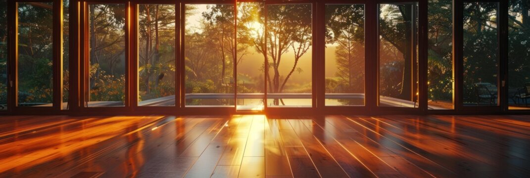 Golden Sunlight Through Glass Doors