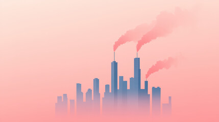 Fototapeta premium City skyline with carbon emission levels highlighted, carbon footprint, urban pollution 