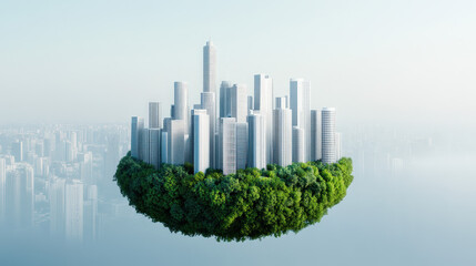 Fototapeta premium Futuristic city with zero carbon emission zones, carbon footprint, clean energy future