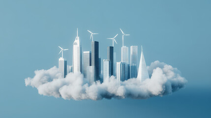 Fototapeta premium Futuristic city with zero carbon emission zones, carbon footprint, clean energy future 