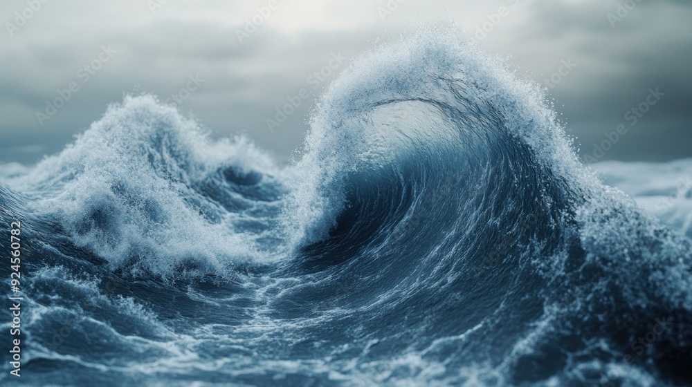 Aufkleber a large wave breaking in the ocean under a cloudy sky