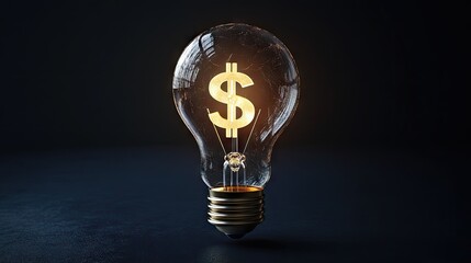 Light bulb with a dollar sign inside, symbolizing the concept of profitable bright ideas.
