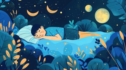 Illustration of the stages of sleep and their importance, featuring a detailed look at REM and non-REM sleep