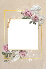 Editable Template Vintage Flower Frame Design