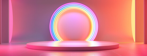 Podium background, light tech stage, future platform game