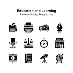 Try this premium education and learning icons in trendy design style